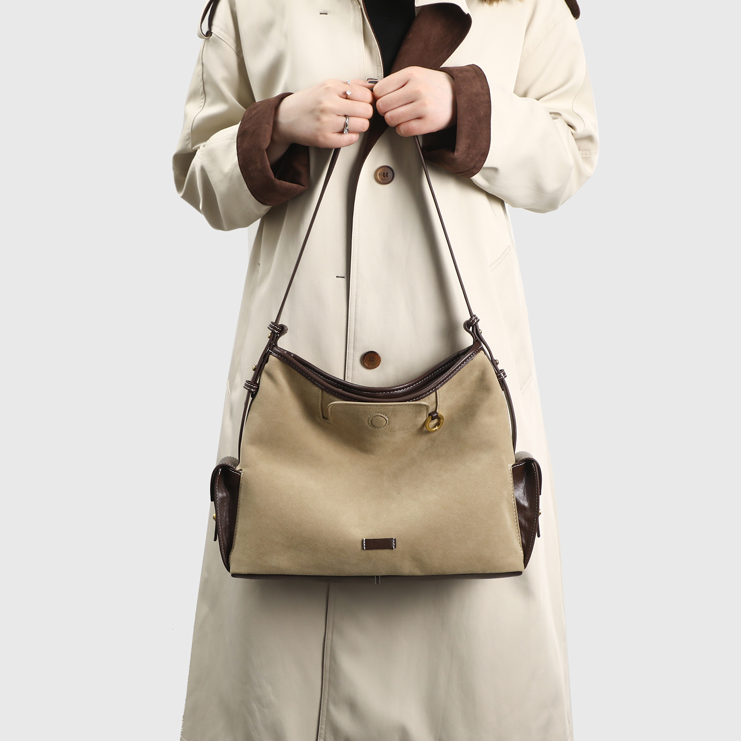 XVN复古麂皮通勤大容量托特包