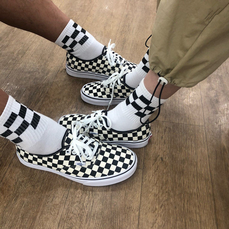 白菜VANS Authentic VN000W4NDI0黑白棋盘格男女情侣低帮帆布鞋