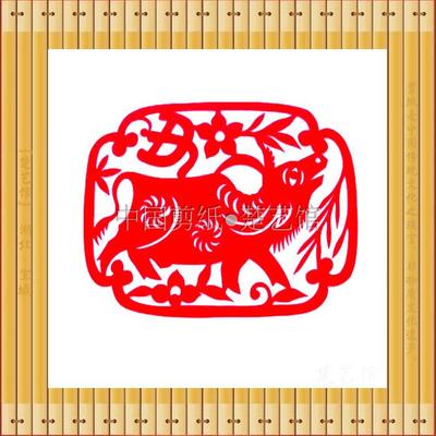 十二生肖剪纸窗花 剪纸画装饰画 丑牛手工剪纸 中国特色手工艺