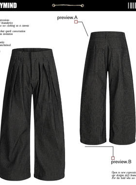 复古老钱风三褶A字直筒阔腿条纹休闲裤男女高腰宽松西裤硬挺通勤