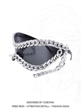 Ciseonik 千禧辣妹新款大框太阳镜女金属链装饰派对未来感时尚
