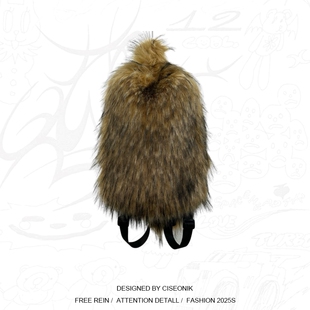 Ciseonik热销书包皮草双肩包女毛毛包新款百搭旅行毛绒背包