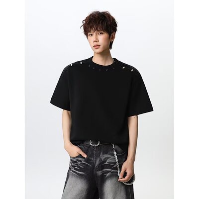 金属铆钉装饰cleanfit短袖t恤男
