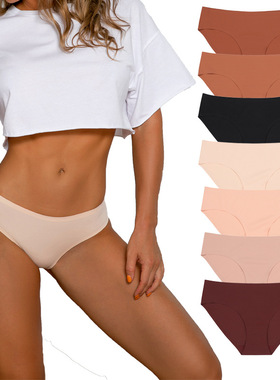 大尺码无痕冰丝纯棉裆内裤一片式速干 干女士三角裤Ice Silk Unde