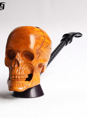 muxiang男士石楠木烟斗手工雕刻骷髅头实木传统老式过滤专用烟具