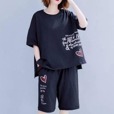 大码女装夏季新款时尚印花短袖
