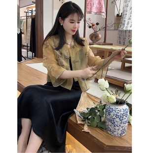 新中式女装国风轻奢高级感穿搭一整套禅意连衣裙套装夏季时尚新款