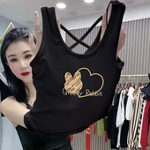 夏季 莫代尔小个子辣妹穿搭交叉美背短款 吊带背心女内搭黑色打底衫