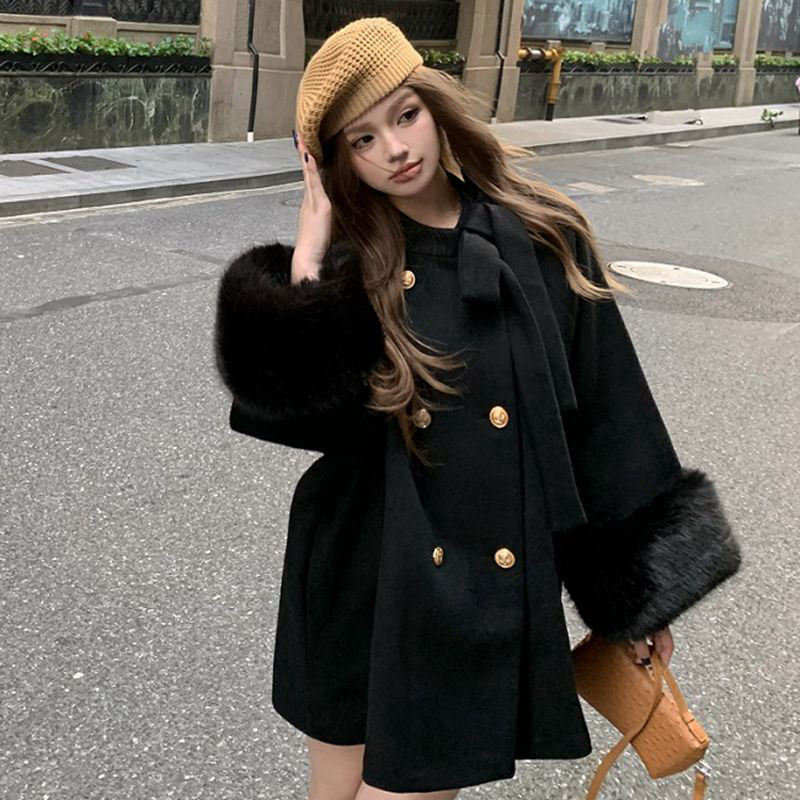 韩版高级设计感时尚毛呢外套