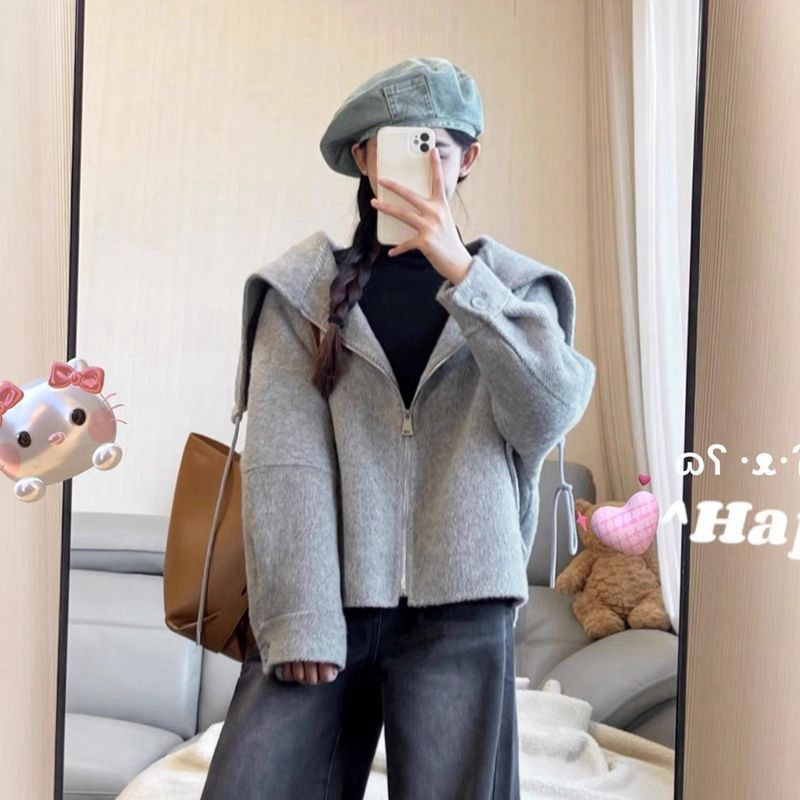 韩系灰色毛呢外套短款呢子大衣女时尚冬季新款加厚高级感小个子秋,女装/女士精品,毛呢外套,淘宝优惠券,粉丝福利购,淘宝优惠卷