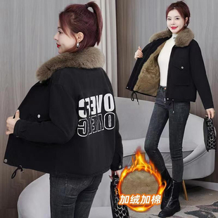 设计感带毛领加绒短款 小个子派克服女秋冬季 韩版 设计感新款 爆款