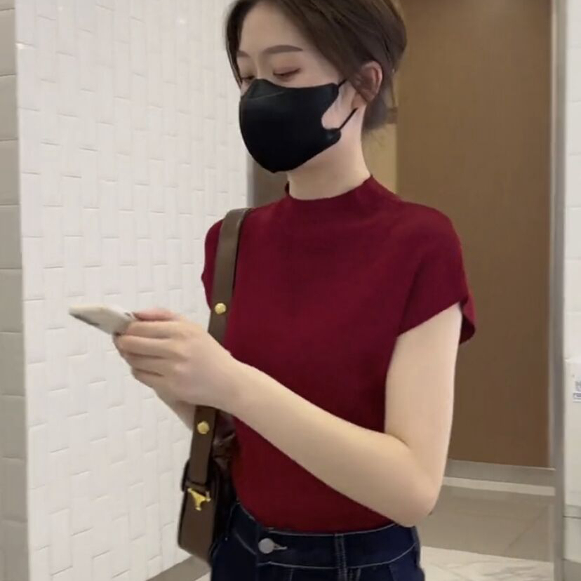 夏季薄款冰丝短袖T恤女港风上衣