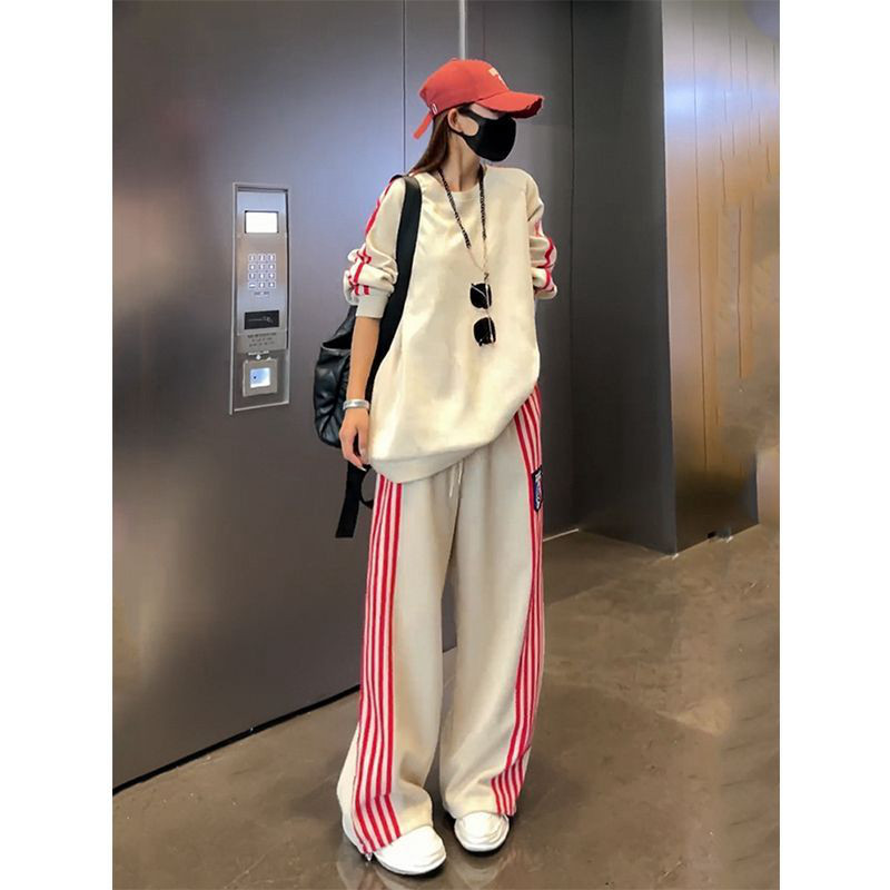 新款春秋季宽松卫衣套装女时尚休闲长袖上衣阔腿卫裤高级感两件套,女装/女士精品,时尚套装,淘宝优惠券,粉丝福利购,淘宝优惠卷