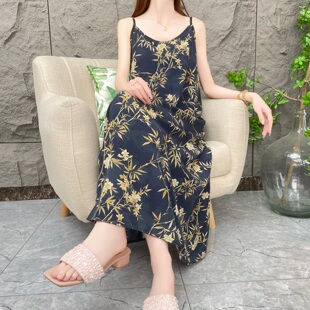 碎花吊帶裙女時尚 寬松氣質(zhì)夏季 金韻花開 無袖 印花連衣裙 春季