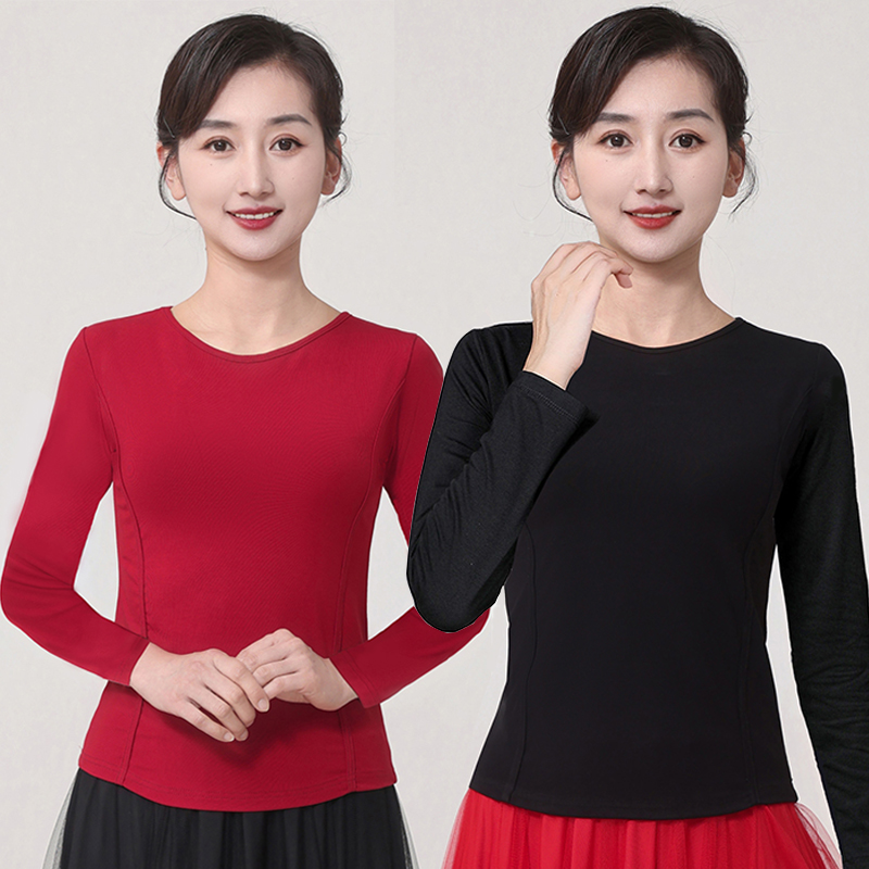 广场舞莫代尔上衣新款短袖t恤女士运动2024夏天舞蹈跳舞衣服舞服