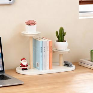 桌面收纳架家用多层圆形置物架书桌整理架木质收纳搁板桌面置物架
