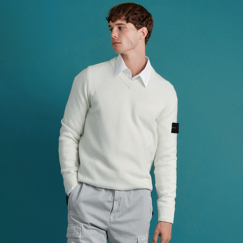 stone compass V Neck Sweater 罗盘徽章V领针织衫欧美机能毛衣男