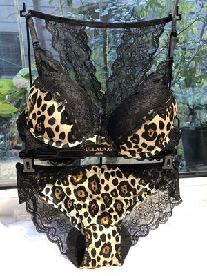 韩国豹纹前扣女士加厚内衣现货