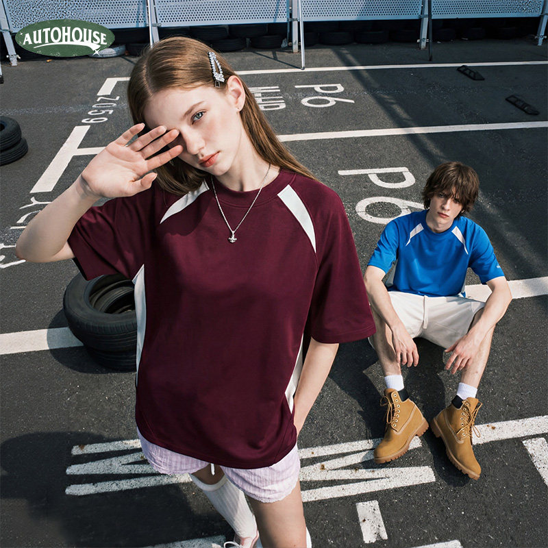 Autohouse240g重磅短袖T恤男女潮牌美式复古夏季高街百搭撞色体恤,男装,T恤,淘宝优惠券,粉丝福利购,淘宝优惠卷