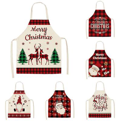 Christmas apron with printed Santa Claus reindeer apron围裙