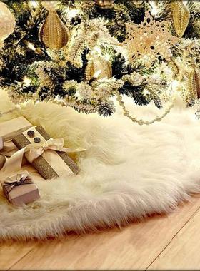 Christmas tree skirt pure white long haired tree skirt树裙