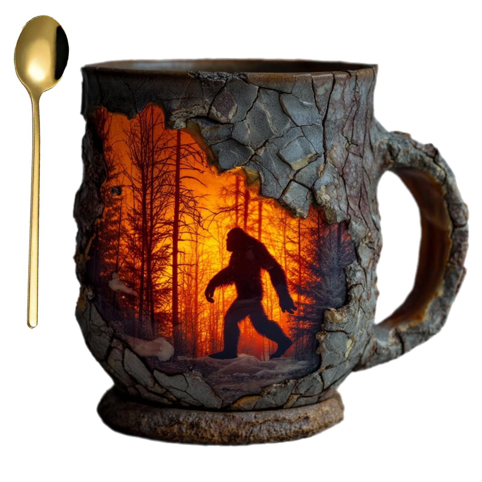 Bigfoot Forest Fire Mug 大脚怪森林火焰马克杯 - 实物图