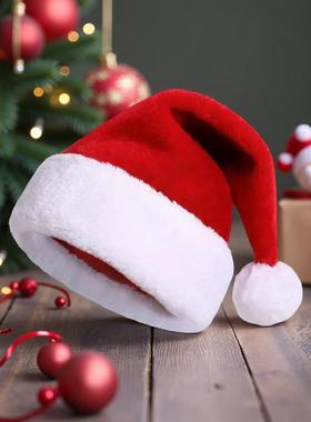 Thick brimless Christmas hat with short fleece圣诞帽子短绒