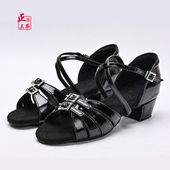 女童软底中低跟初学者黑色舞蹈鞋 正品 三莎专业少儿童拉丁舞鞋 白色