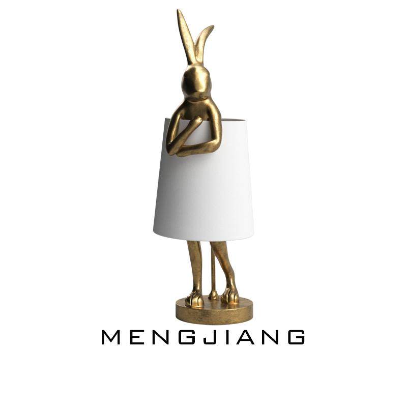设计师围裙兔子台灯客厅书房儿童房创意树脂动物造型装饰卧室床头