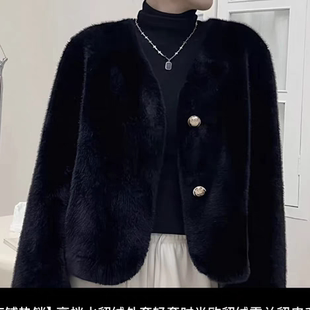 2025复古法式 欧貂绒外套女仿皮草水貂毛上衣 小香风毛毛保暖春款