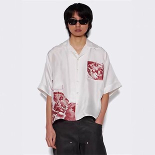 ERD忧郁的富二代印花boxy版型vibe风潮流休闲宽松男女短袖衬衫