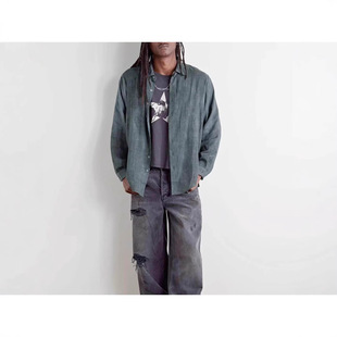 ERD GFKC忧郁的富二代做旧慵懒风衬衫情侣休闲宽松百搭衬衣外套男