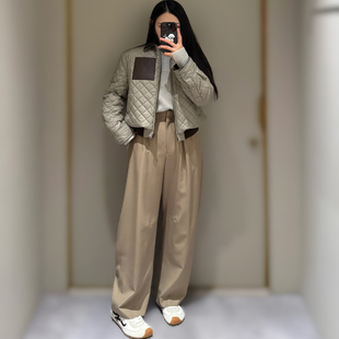 南油兔牙LO风格25冬季新款菱格棉服外套女装