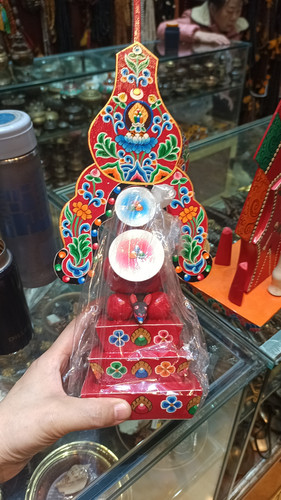 尼泊尔实木质彩绘朵玛长寿宝瓶财神多吗各种摆件