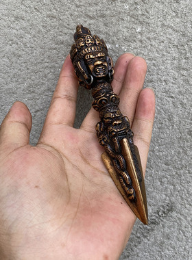 尼泊尔手工纯紫铜金刚撅法器降魔杵三面普巴金刚手工摆放吉祥