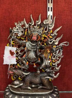 尼泊尔工艺手工紫铜佛像阎魔护法一尺摆件鎏金鎏银居家供奉收藏