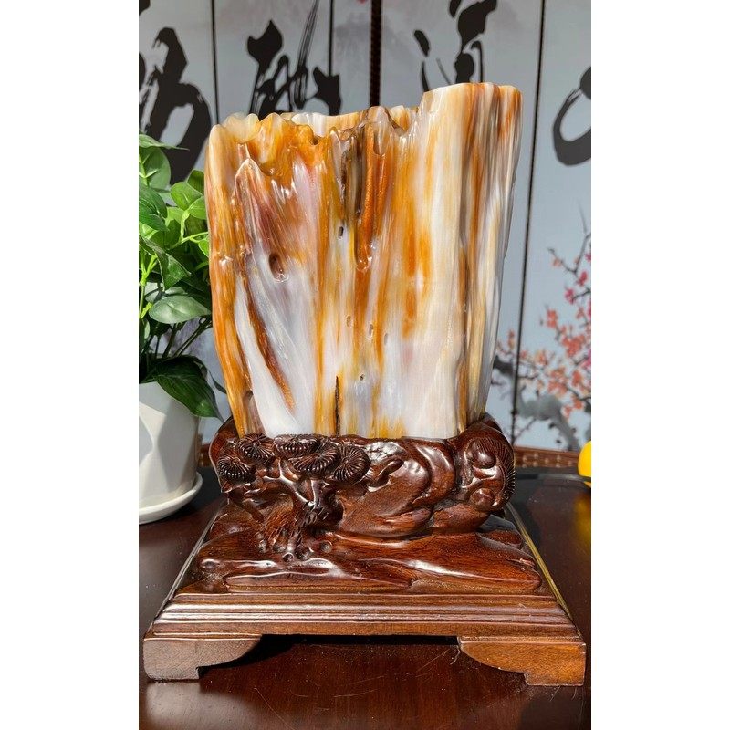 缅甸树化玉原石树化石摆件冰种木化玉客厅玄关开业乔迁送礼奇石头