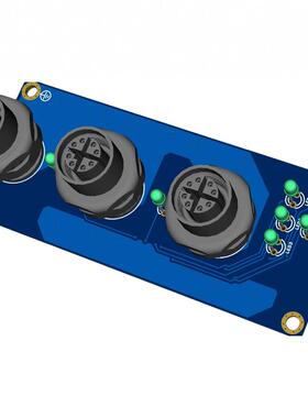 LED指示灯绿色3路永贵M12插座PCB接口显示板 定制板