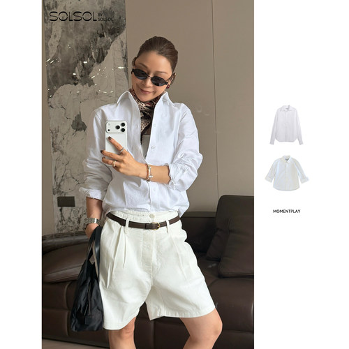 MOMENTPLAY精裁纽扣装饰衬衫