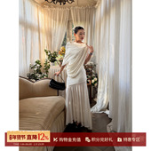 CNLEEWEI SOLSOL 荡量皱褶鱼尾连衣裙 设计师品牌26春夏新款 披肩式