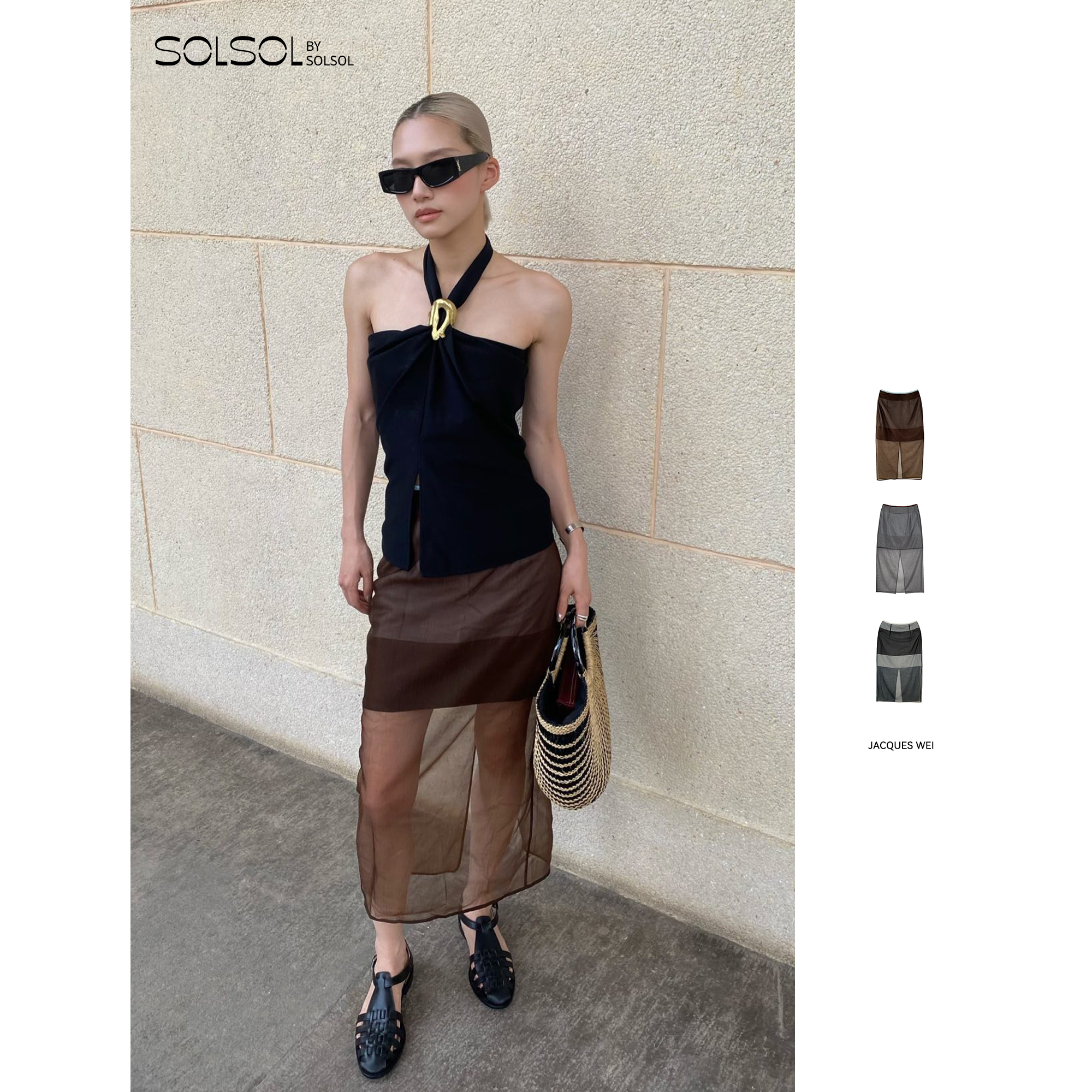 JACQUES WEI 设计师品牌  25春夏 双层拼接开衩半裙 SOLSOL买手店