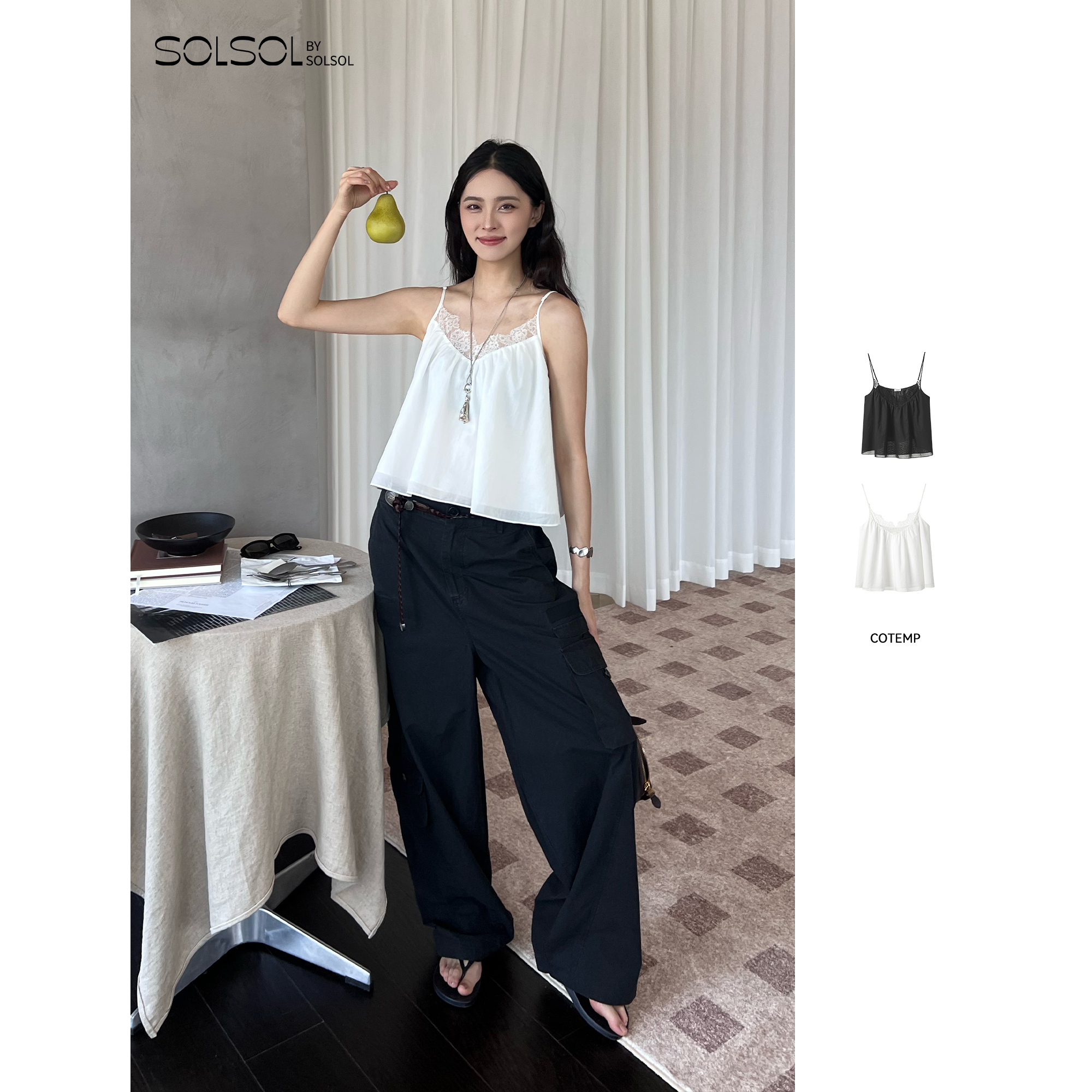 COTEMP 设计师品牌 25早秋新品  纯色蕾丝吊带  SOLSOL买手店