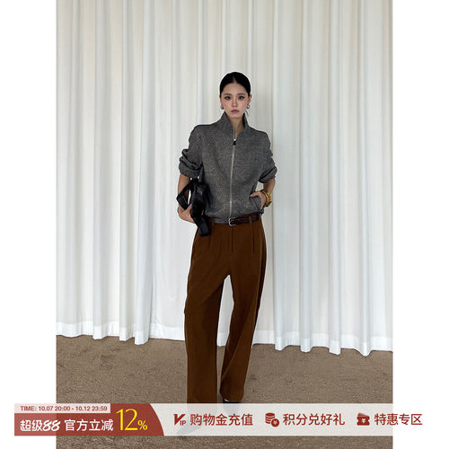 WHM羊毛灯芯绒单褶松锥裤