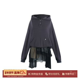 MOMENTPLAY 设计师 25秋冬新品 不规则拼接下摆假两件卫衣SOLSOL