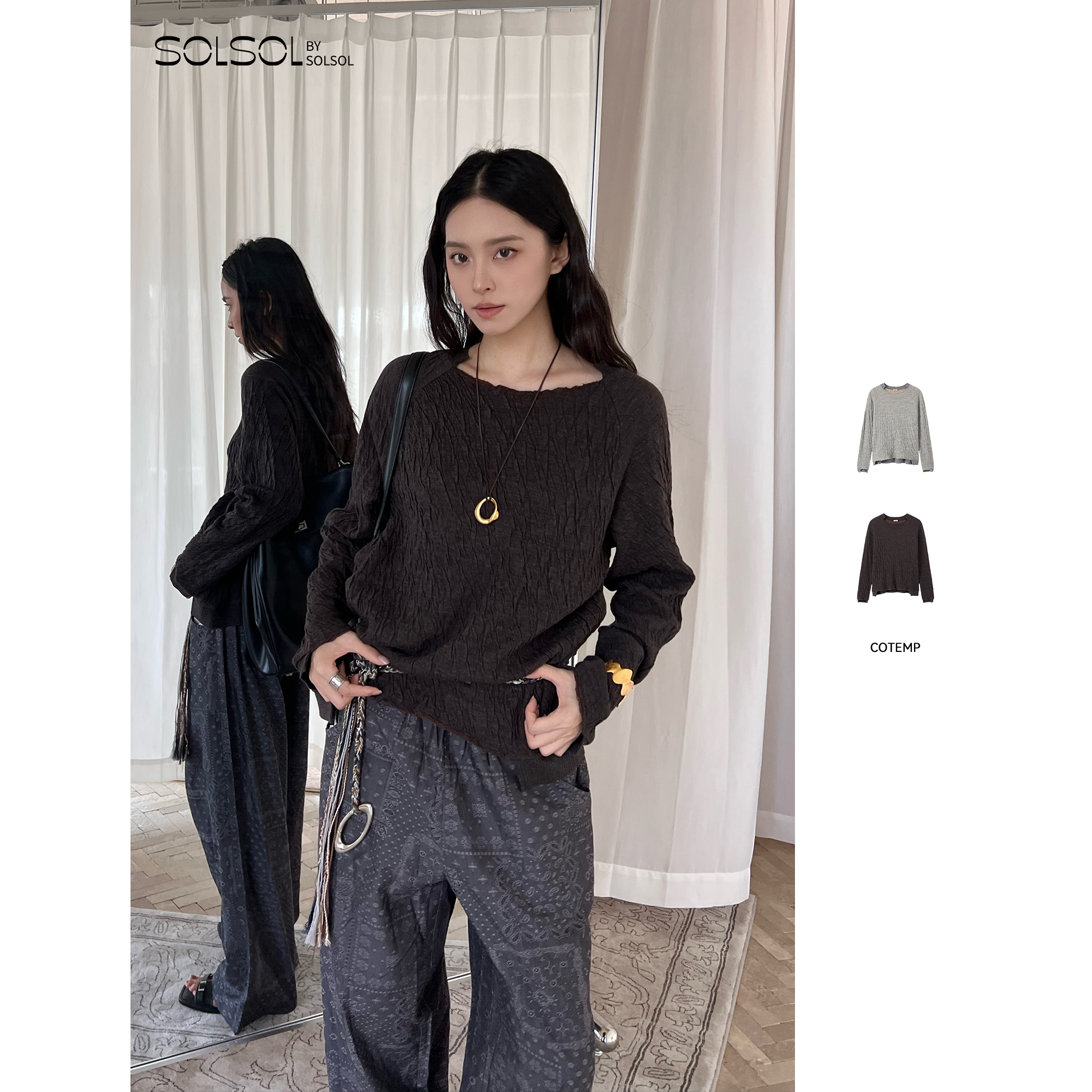 COTEMP 设计师品牌 25早秋新品  不对称领子针织T恤 SOLSOL买手店