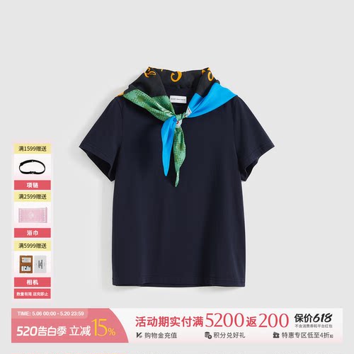 SHORTSENTENCE丝巾领合身短袖
