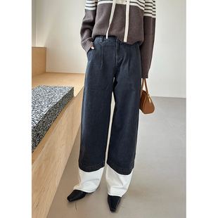 SOLSOL买手店 422383 YOEYYOU设计师品牌24秋冬拼色休闲牛仔长裤