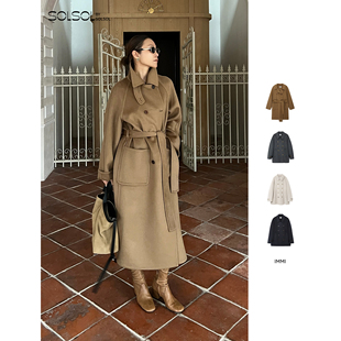 长大衣 羊绒双面呢双排扣腰带大衣 外套SOLSOL 25秋冬新品 IMMI