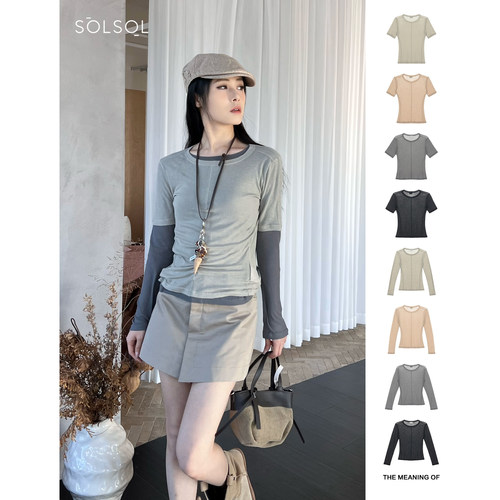 THE MEANING OF 设计师品牌  修身圆领短袖长袖T恤SOLSOL买手店
