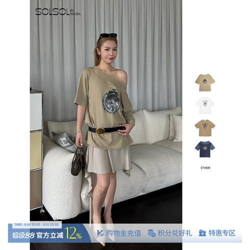 ETHOR丘比特印花做旧/水洗T恤